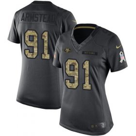Wholesale Cheap Nike 49ers #91 Arik Armstead Black Women\'s Stitched NFL Limited 2016 Salute to Service Jersey