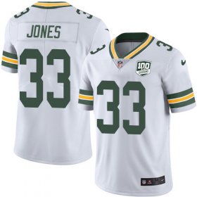 Wholesale Cheap Nike Packers #33 Aaron Jones White Men\'s 100th Season Stitched NFL Vapor Untouchable Limited Jersey