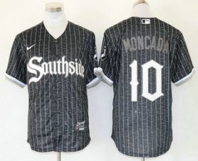 Wholesale Cheap Men\'s Chicago White Sox #10 Yoan Moncada Black 2021 City Connect Stitched MLB Cool Base Nike Jersey