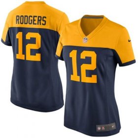 Wholesale Cheap Nike Packers #12 Aaron Rodgers Navy Blue Alternate Women\'s Stitched NFL New Elite Jersey