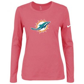 Wholesale Cheap Women\'s Nike Miami Dolphins Of The City Long Sleeve Tri-Blend NFL T-Shirt Pink