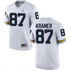 Wholesale Cheap Men\'s Michigan Wolverines #87 Ron Kramer Retired White Stitched College Football Brand Jordan NCAA Jersey