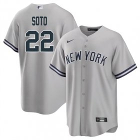 Cheap Men\'s New York Yankees #22 Juan Soto Gray Cool Base Stitched Baseball Jersey
