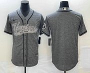 Cheap Men's New York Yankees Blank Grey Gridiron Cool Base Stitched Baseball Jersey