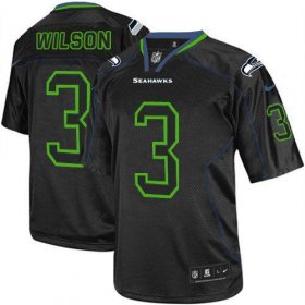 Wholesale Cheap Nike Seahawks #3 Russell Wilson Lights Out Black Men\'s Stitched NFL Elite Jersey