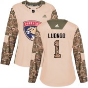 Wholesale Cheap Adidas Panthers #1 Roberto Luongo Camo Authentic 2017 Veterans Day Women's Stitched NHL Jersey