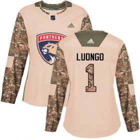 Wholesale Cheap Adidas Panthers #1 Roberto Luongo Camo Authentic 2017 Veterans Day Women\'s Stitched NHL Jersey