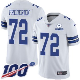Wholesale Cheap Nike Cowboys #72 Travis Frederick White Men\'s Stitched With Established In 1960 Patch NFL 100th Season Vapor Untouchable Limited Jersey