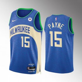 Men\'s Milwaukee Bucks #15 Cameron Payne Blue 2023-24 City Edition Stitched Basketball Jersey