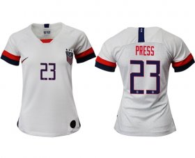 Wholesale Cheap Women\'s USA #23 Press Home Soccer Country Jersey