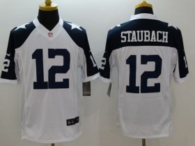 Wholesale Cheap Nike Cowboys #12 Roger Staubach White Thanksgiving Throwback Men\'s Stitched NFL Limited Jersey