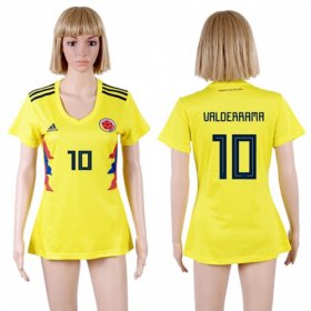 Wholesale Cheap Women\'s Colombia #10 Valderrama Home Soccer Country Jersey