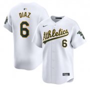 Cheap Men's Oakland Athletics #6 Jordan Diaz White Home Limited Stitched Jersey