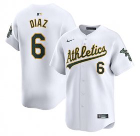 Cheap Men\'s Oakland Athletics #6 Jordan Diaz White Home Limited Stitched Jersey