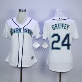 Wholesale Cheap Mariners #24 Ken Griffey White Women\'s Fashion Stitched MLB Jersey