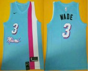 Wholesale Cheap Men's Miami Heat #3 Dwyane Wade NEW Light Blue 2020 Nike Swingman Stitched NBA Jersey