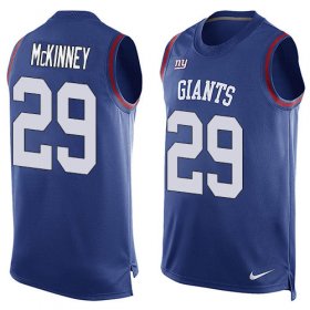 Wholesale Cheap Nike Giants #29 Xavier McKinney Royal Blue Team Color Men\'s Stitched NFL Limited Tank Top Jersey