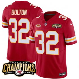 Cheap Men\'s Kansas City Chiefs #32 Nick Bolton Red 2023 F.U.S.E. AFC West Champions With NKH Patch Vapor Untouchable Limited Football Stitched Jersey