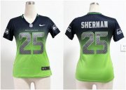 Wholesale Cheap Nike Seahawks #25 Richard Sherman Steel Blue/Green Women's Stitched NFL Elite Fadeaway Fashion Jersey