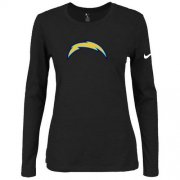 Wholesale Cheap Women's Nike Los Angeles Chargers Of The City Long Sleeve Tri-Blend NFL T-Shirt Black