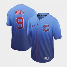 Wholesale Cheap Nike Cubs #9 Javier Baez Royal Fade Authentic Stitched MLB Jersey