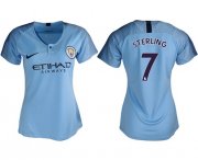 Wholesale Cheap Women's Manchester City #7 Sterling Home Soccer Club Jersey