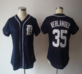 Wholesale Cheap Tigers #35 Justin Verlander Navy Blue Women\'s Fashion Stitched MLB Jersey