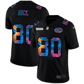 Cheap San Francisco 49ers #80 Jerry Rice Men\'s Nike Multi-Color Black 2020 NFL Crucial Catch Vapor Untouchable Limited Jersey