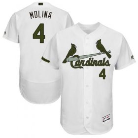 Wholesale Cheap Cardinals #4 Yadier Molina White Flexbase Authentic Collection Memorial Day Stitched MLB Jersey