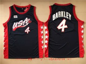 Wholesale Cheap 1996 Olympics Team USA Men\'s #4 Charles Barkley Navy Blue Stitched Basketball Swingman Jersey