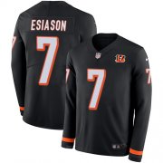 Wholesale Cheap Nike Bengals #7 Boomer Esiason Black Team Color Men's Stitched NFL Limited Therma Long Sleeve Jersey