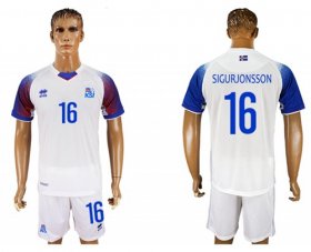 Wholesale Cheap Iceland #16 Sigurjonsson Away Soccer Country Jersey