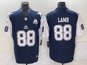 Wholesale Cheap Men's Dallas Cowboys #88 CeeDee Lamb Navy Blue FUSE Vapor Thanksgiving 1960 Patch Limited Stitched Jersey