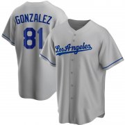 Wholesale Cheap Men's Los Angeles Dodgers #81 Victor Gonzalez Replica Gray Road Nike Jersey
