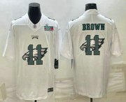 Cheap Men's Philadelphia Eagles #11 AJ Brown Super Bowl LVII Patch White Shadow Logo Limited Stitched Jersey
