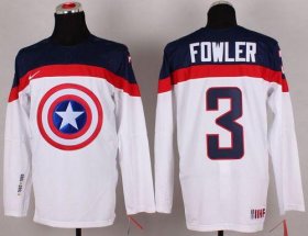 Wholesale Cheap Olympic Team USA #3 Cam Fowler White Captain America Fashion Stitched NHL Jersey