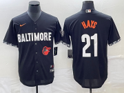 Wholesale Cheap Men's Baltimore Orioles #21 Austin Hays Black 2023 City Connect Cool Base Stitched Jersey 1