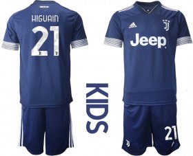 Wholesale Cheap Youth 2020-2021 club Juventus away blue 21 Soccer Jerseys