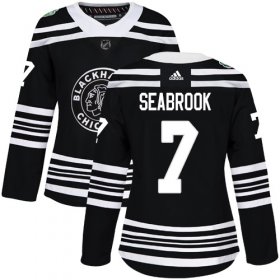 Wholesale Cheap Adidas Blackhawks #7 Brent Seabrook Black Authentic 2019 Winter Classic Women\'s Stitched NHL Jersey