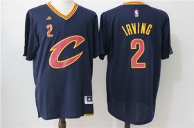 Wholesale Cheap Men\'s Cleveland Cavaliers #2 Kyrie Irving Revolution 30 Swingman 2016 New Navy Blue Short-Sleeved Jersey