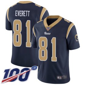 Wholesale Cheap Nike Rams #81 Gerald Everett Navy Blue Team Color Men\'s Stitched NFL 100th Season Vapor Limited Jersey