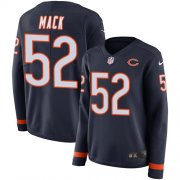 Wholesale Cheap Nike Bears #52 Khalil Mack Navy Blue Team Color Women's Stitched NFL Limited Therma Long Sleeve Jersey