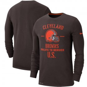 Wholesale Cheap Men\'s Cleveland Browns Nike Brown 2019 Salute to Service Sideline Performance Long Sleeve Shirt