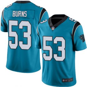 Wholesale Cheap Nike Panthers #53 Brian Burns Blue Men\'s Stitched NFL Limited Rush Jersey