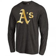 Wholesale Cheap Oakland Athletics Gold Collection Long Sleeve Tri-Blend T-Shirt Black