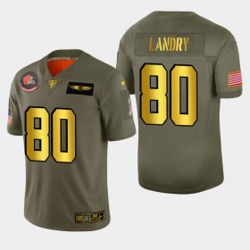 Wholesale Cheap Nike Browns #80 Jarvis Landry Men\'s Olive Gold 2019 Salute to Service NFL 100 Limited Jersey