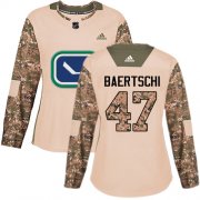 Wholesale Cheap Adidas Canucks #47 Sven Baertschi Camo Authentic 2017 Veterans Day Women's Stitched NHL Jersey