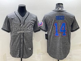 Wholesale Cheap Men\'s Buffalo Bills #14 Stefon Diggs Gray With Patch Cool Base Stitched Baseball Jersey