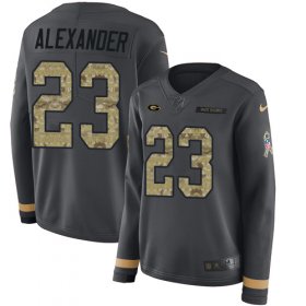 Wholesale Cheap Nike Packers #23 Jaire Alexander Anthracite Salute to Service Women\'s Stitched NFL Limited Therma Long Sleeve Jersey