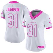 Wholesale Cheap Nike Texans #31 David Johnson White/Pink Women's Stitched NFL Limited Rush Fashion Jersey
